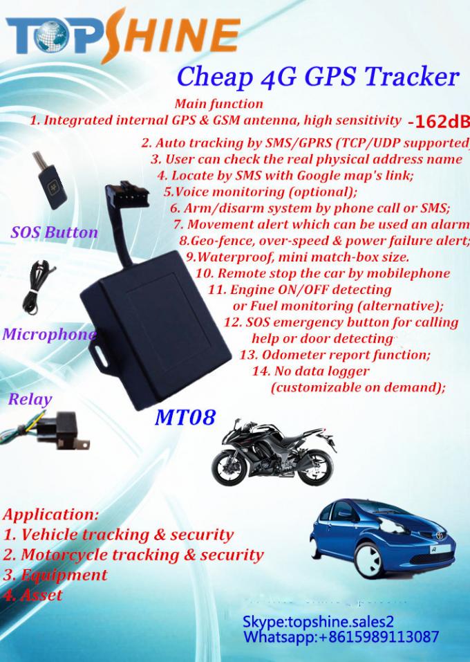 Perseguidor de alta qualidade do veículo 4G GPS do carro das motocicletas do ebike com CE completo do FCC da certificação do processador central da categoria industrial